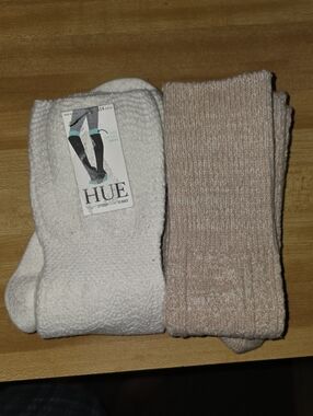 HUE Women's Over-the-Knee Socks in White and Tan #SOK5